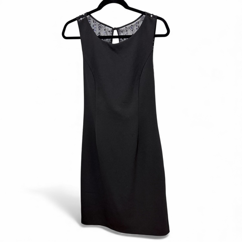 Vince Camuto Black Sheath Dress with Back Jeweled Overlay Size 10